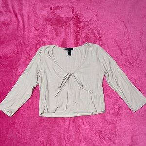 Beige Front Tie Cardigan